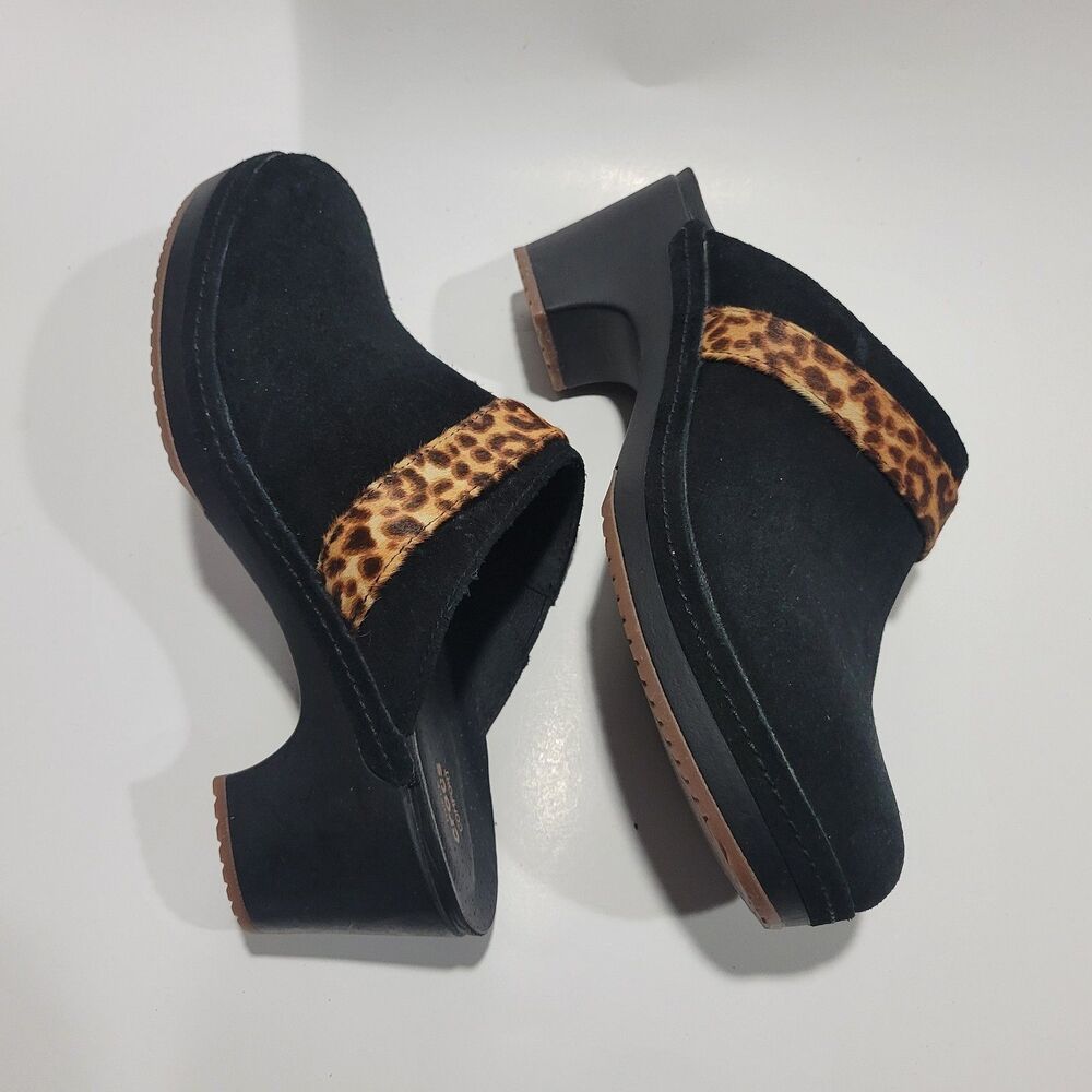 Crocs Womens Suede Block Heels Clogs Black Sz 9W - Picture 6 of 9